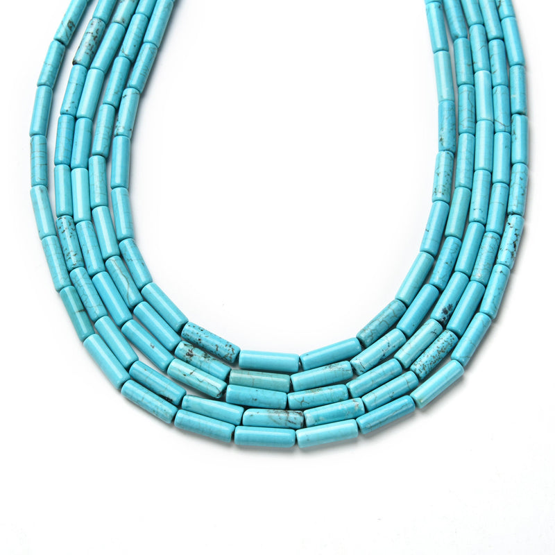 blue turquoise round tube beads 
