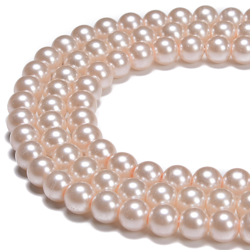 thumbnail image 2 of Peach Pink Glass Pearl Smooth Round Beads - 15.5" Strand, Multiple Sizes 3mm-12mm 2 of 6