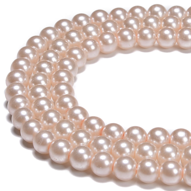 Peach Pink Glass Pearl Smooth Round Beads 3mm 4mm 6mm 8mm 10mm 12mm 15.5"Strand