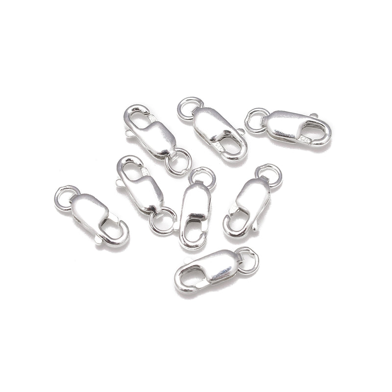 925 Sterling Silver Square Lobster Clasp Size 3x8mm 4x10mm 7-10pcs Per Bag