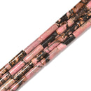 Natural Rhodonite Cylinder Tube Beads Size 4x13mm 15.5'' Strand