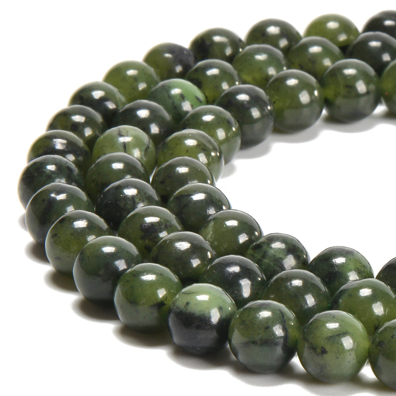 Natural Canadian Jade Smooth Round Size 6mm 8mm 10mm 15.5'' Strand