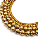 gold hematite faceted round beads 