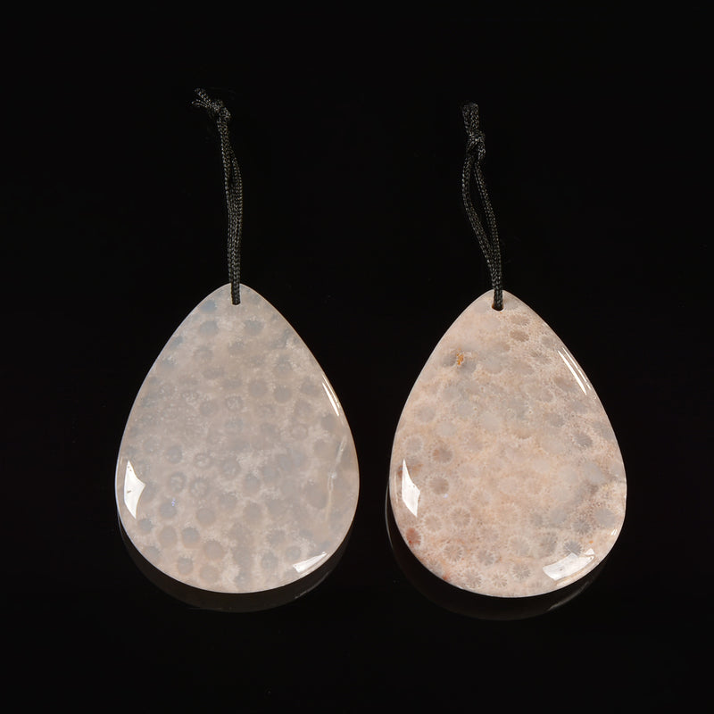 Light Fossil Coral Teardrop Pendant Size Approx 35x48mm Sold by Piece