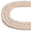 Fresh Water Pearl White Ringed Potato Round Beads Size 7-8mm 15.5'' Strand