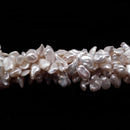 Fresh Water Pearl White Keshi Biwa Pebble Nugget Top Drill Beads 8-9mm 14"Strand