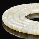 Iridescent White Mother of Pearl MOP Shell Heishi Disc 2x4mm to 2x8mm 15.5''Str