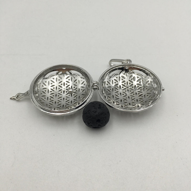 silver metal oil diffuser pendant flat round