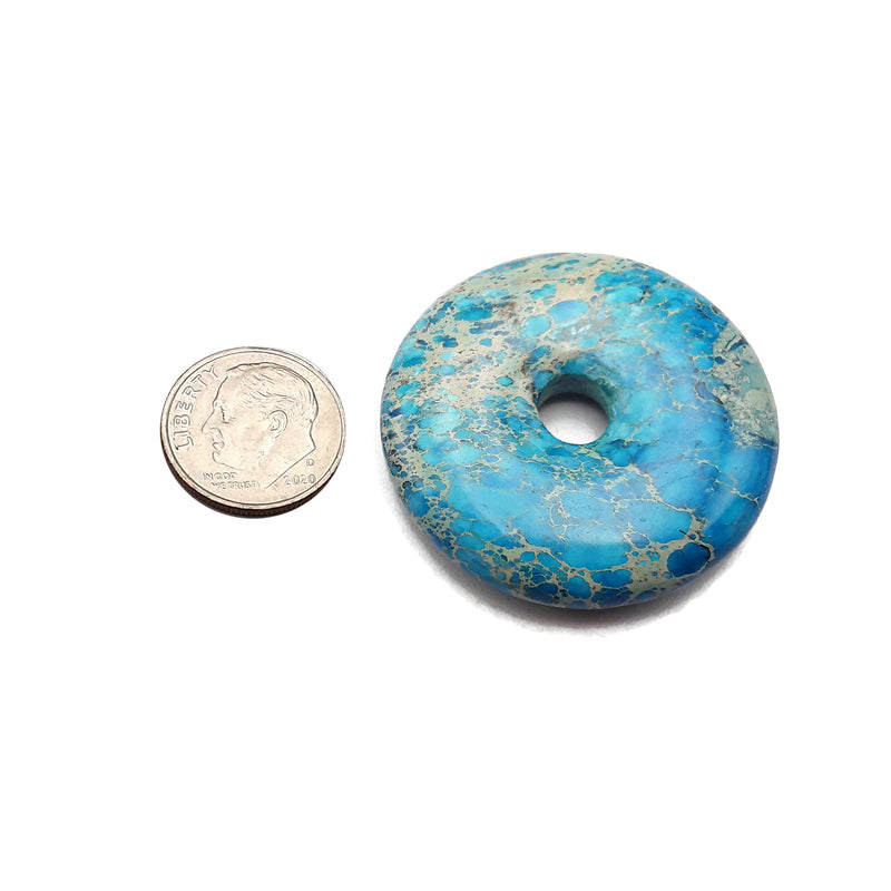 Deep Blue Sea Sediment Jasper Donut Circle Pendant Size 40mm Sold Per Piece