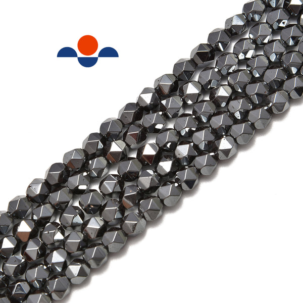 gray hematite faceted star cut beads