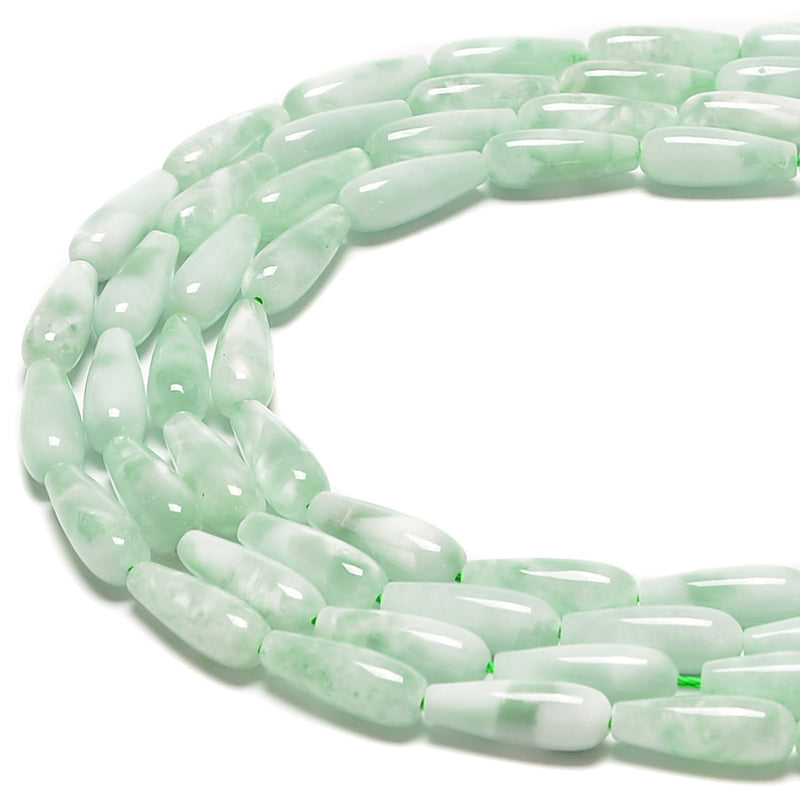 Natural Green Moonstone Full Teardrop Beads Size 6x16mm 15.5'' Strand