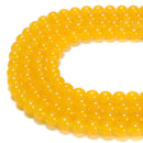 Yellow Crystal Glass Smooth Round Beads Size 6mm 8mm 10mm 15.5" Strand