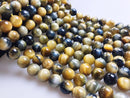 golden blue Tiger's eye smooth round beads 