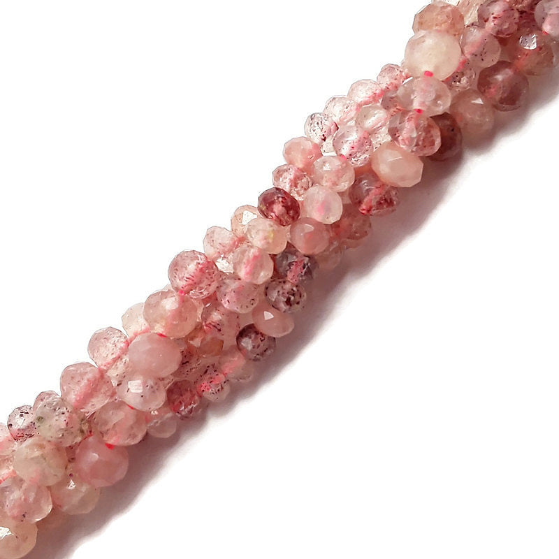 strawberry quartz faceted rondelle beads 