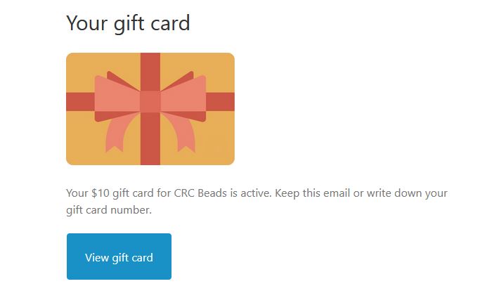 CRCBeads Online Store Digital/Virtual Gift E-Card