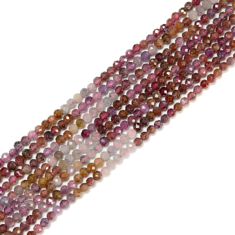 Natural Gradient Ruby Faceted Round Beads Size 3mm 15.5'' Strand