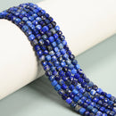 Lapis Lazuli Faceted Square Cube Dice Beads Size 4mm 15.5" Strand