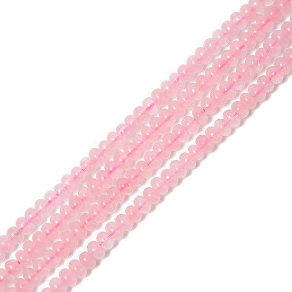 Rose Quartz Smooth Rondelle Beads 4x6mm 15.5" Strand