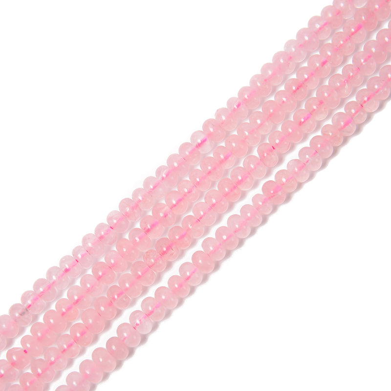 Rose Quartz Smooth Rondelle Beads 4x6mm 15.5" Strand