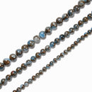 Blue & Copper Impression Jasper Smooth Round Beads 6mm 8mm 10mm 15.5" Strand
