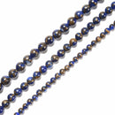 Dark Blue & Copper Impression Jasper Smooth Round Beads 6mm 8mm 10mm 15.5"Strand