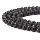 Black Agate Soccer Shiny Design Matte Round Beads 6mm 8mm 10mm 15.5" Strand