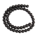Black Agate Fleur de Lis Shiny Design Matte Round Beads 8mm 15.5" Strand