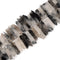 Black Tourmalinated Quartz Graduated Slab Slice Stick Points Beads 25-45mm 15.5"Strand