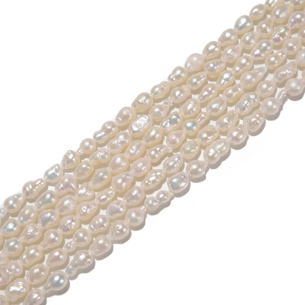 Fresh Water Akoya Pearl Baroque Beads Size 5x8mm 15'' Strand