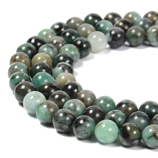 Spellbound Beadworks Genuine Emerald Beads – Smooth Round, 6mm 8mm 10mm, Loose Gemstone, Glossy Green
