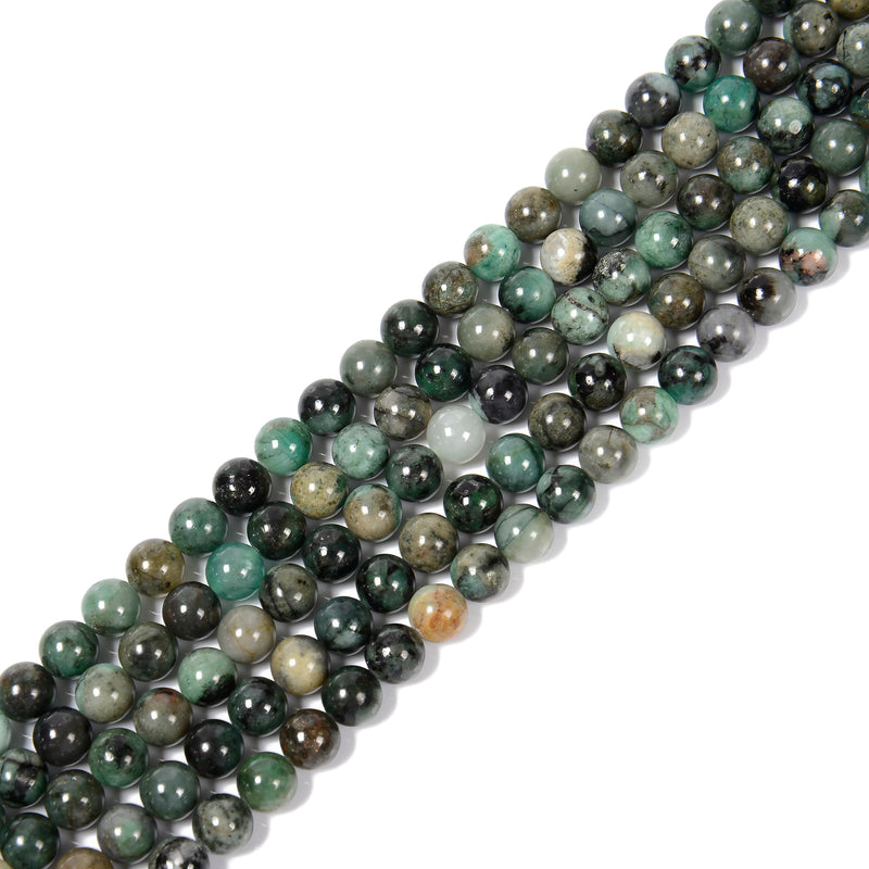 Natural Emerald Smooth Round Beads 6mm 8mm 10mm 15.5" strand