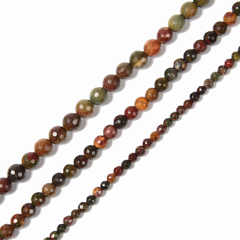 Red Creek Jasper Faceted Round Beads 4mm 6mm 8mm 10mm 12mm 15.5" Strand