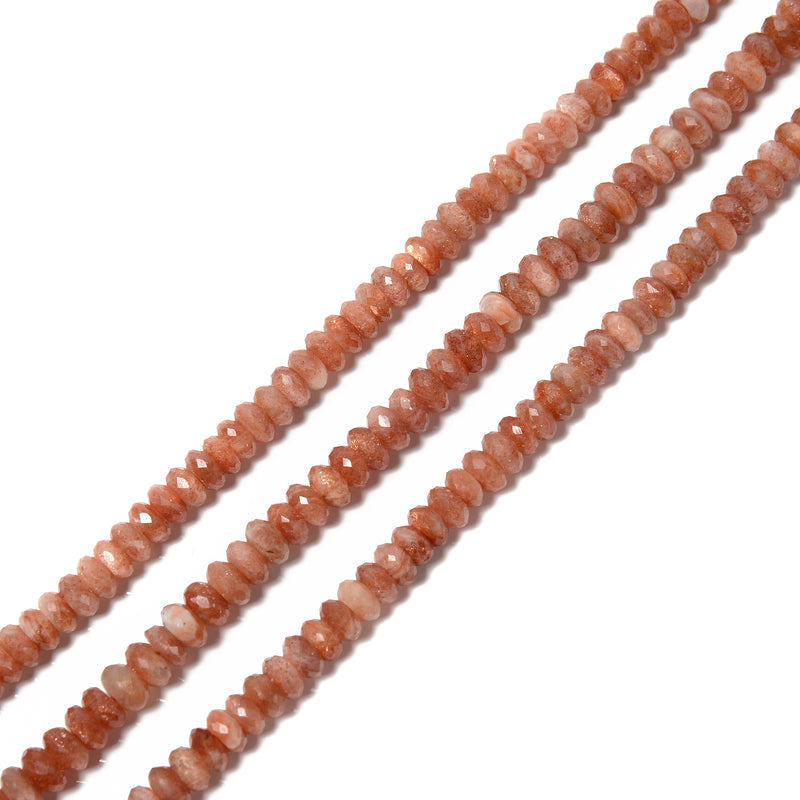 Natural Sunstone Faceted Rondelle Beads Size 5x8mm 15.5 Strand