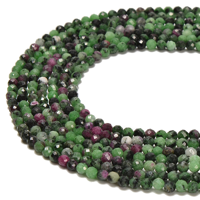 Natural Ruby Zoisite Faceted Round Beads 2mm 3mm 4mm 5mm 6mm 8mm 15.5" Strand
