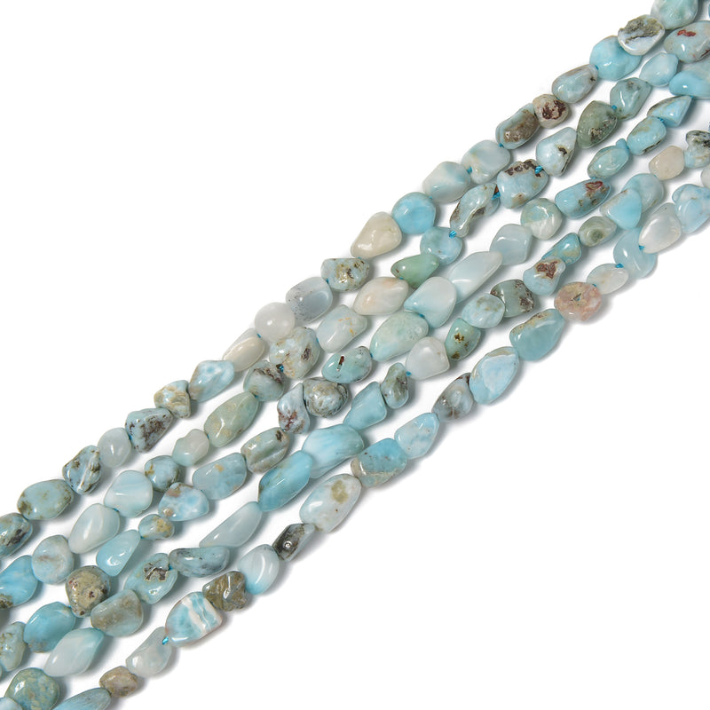 Natural Larimar Nugget Side Drill Beads Size 5x8mm 15.5" Strand