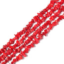 Red Bamboo Coral Irregular Nugget Chips Beads Approx 7-8mm 34" Strand