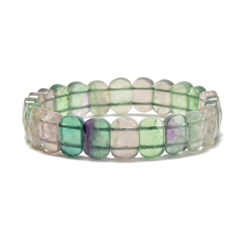 Fluorite Faceted Oval Double Drilled Bracelet Size 8x14mm 7.5