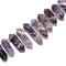Amethyst Teeth Graduated Top Drill Faceted Points Beads 20-45mm 15.5" Strand
