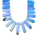 Blue Agate Graduated Slab Slice Stick Points Beads 10x25mm-12x45mm 15.5'' Strand