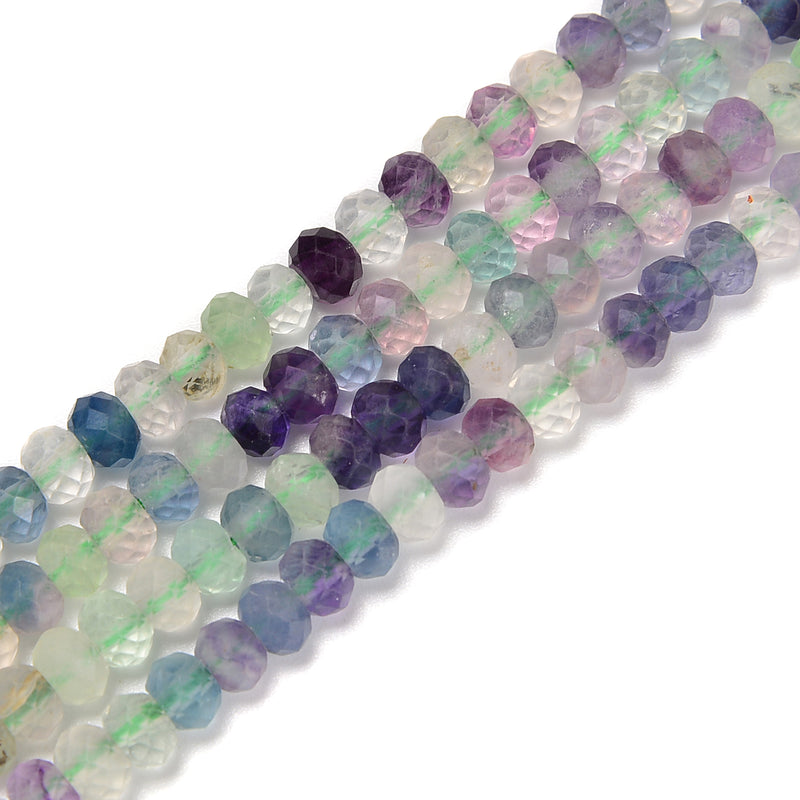 Fluorite Faceted Rondelle Beads Size 3x5mm 4x6mm 5x8mm 15.5" Strand