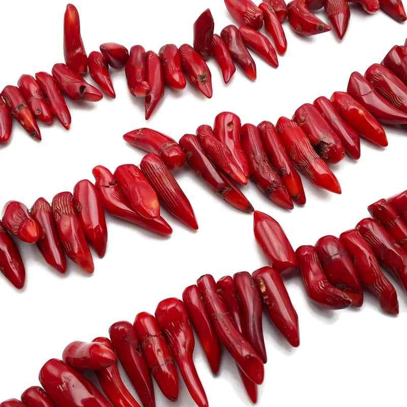 Red Bamboo Coral Chili Pepper Shape Beads Size Approx 35-55mm 15.5" Strand
