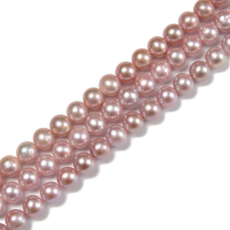 Fresh Water Pearl Purple Color Off Round Beads 6-7mm 7.5-8mm 8-9mm 15.5''Strand