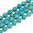Blue Turquoise Faceted Star Cut Beads Size 8mm 15.5'' Strand
