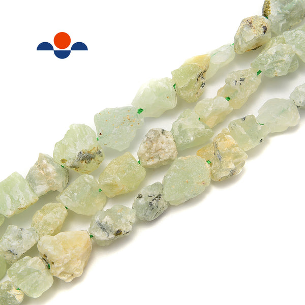Prehnite Rough Nugget Chunks Side Drill Beads Approx 7x12mm 15.5" Strand