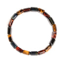 Multi-color Tiger's Eye Double Drill Elastic Bracelet Size Approx 11x15mm Length 7.5"
