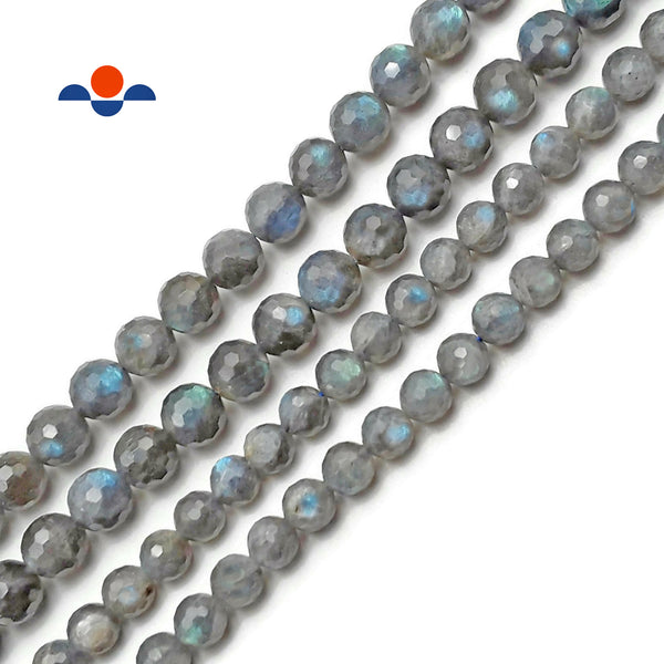 Natural Labradorite Hard Cut Faceted Round Beads 6mm 7mm 8mm 10mm 15.5" Strand