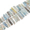 Aquamarine Graduated Slab Slice Stick Points Beads Approx 20-45mm 15.5" Strand