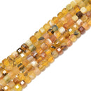 Natural Yellow Opal Faceted Cube Beads Size 5mm 15.5'' Strand