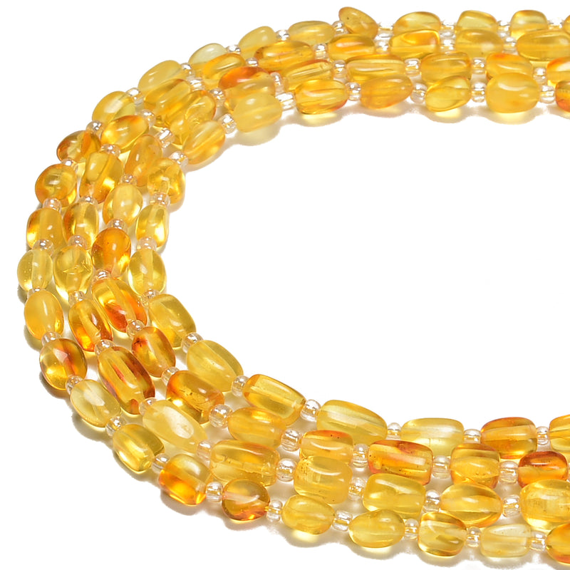 Natural Amber Pebble Nugget Beads Size 6-8mm 15.5'' Strand