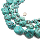 Blue Magnesite Turquoise Large Nugget Chunk Beads 25mm 30mm 35mm 15.5" Strand
